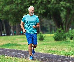 senior fitness man active sport exercise running jogging healthy runner fit jogger workout athlete training marathon speed elderly gary hair