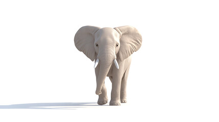 Elephant Strolling Against a White Background