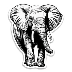 Fototapeta premium elephant, animal, vector, transparent background, black and white style