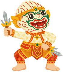 Hanuman Thai character cartoon vector sign