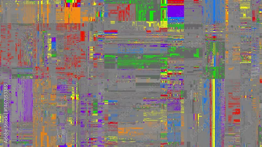 Poster video screen damage glitch distortion background, abstract noise effect. 4k seamless looping, comput