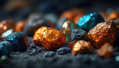  Vector images of various rare earth metals in stylized form with emphasis on their unique properties