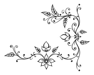 Elegant Black and White Floral Corner Design