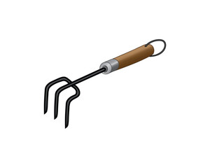 Vector design of a tool called a hand cultivator which is usually used to scratch or dig the ground or other things can be used as a tool for working in the garden or park