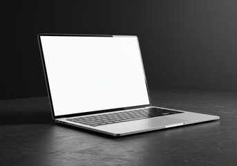 Fototapeta premium Perspective laptop mockup with blank screen