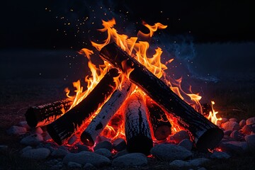 Bonfire Embers Captivating Flames and Enchanting Firelight Background