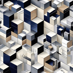 Obraz premium Abstract isometric box pattern in muted colors for seamless design