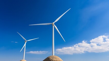Fototapeta premium Desert wind farm with buried turbine bases, failed renewable projects, energy paradox