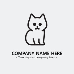 Cat illustration black and white for logo company vector image