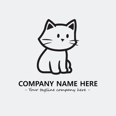 Cat illustration black and white for logo company vector image