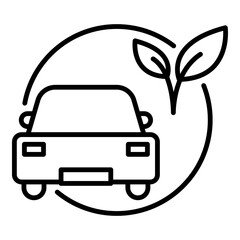Electric vehicle line vector icon designed with editable stroke. Represents electric vehicles, green transportation, and eco-friendly driving. 