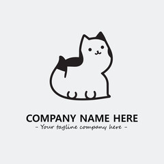 Cat illustration black and white for logo company vector image