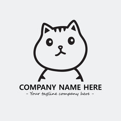 Cat illustration black and white for logo company vector image