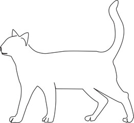  Cat, One Line Drawing.  Vector Illustration.
