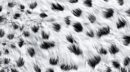 White Snow Leopard skin texture with copy space. Close-up snow leopard pattern. Big Cat fur. White leopard spots. Realistic snow leopard skin. Snow leopard design texture. Detailed snow leopard skin c