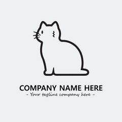 Cat illustration black and white for logo company vector image