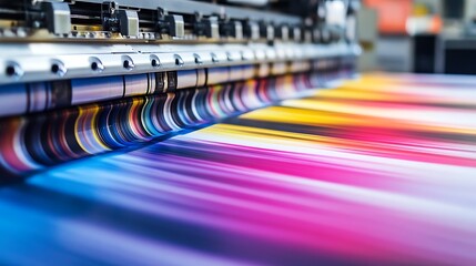 large format digital printing machine creating vibrant color prints inside professional print shop featuring modern technology workflow and high quality poster and banner production