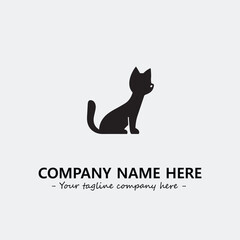 Cat illustration black and white for logo company vector image