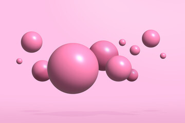 3D render of abstract pink spheres