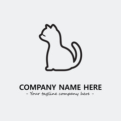 Cat illustration black and white for logo company vector image