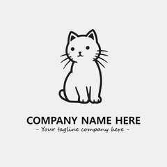 Cat illustration black and white for logo company vector image