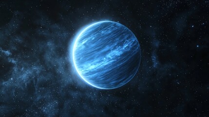 Obraz premium Hyperrealistic Blue Planet in Cosmic Space for Astrophotography Art