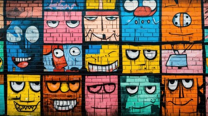 Obraz premium vibrant cartoon brick wall