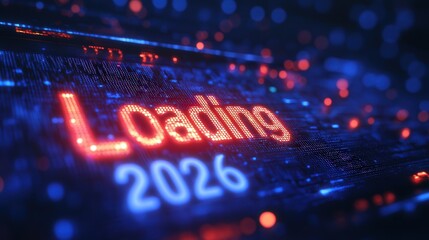Digital Futuristic Loading Screen Displaying Year 2026