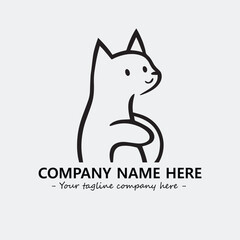 Cat illustration black and white for logo company vector image