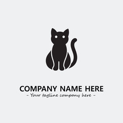 Cat illustration black and white for logo company vector image