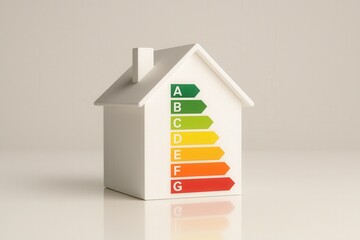 House Model With Energy Efficiency Rating Scale
