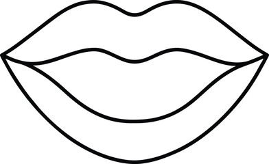 Mouth Line Art Drawing Vector | Face, Expression & Minimal Anatomy Design