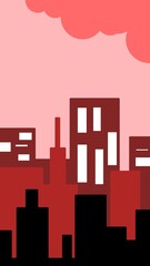illustration of a city view with high-rise buildings with a combination of similar colors. background design