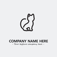 Cat illustration black and white for logo company vector image