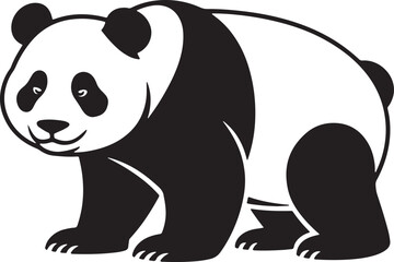 Panda Bear Illustration In Black And White For Graphic Design Purposes