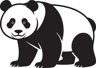 Stylized Panda Bear Illustration Vector Graphic Monochrome Standing Animal