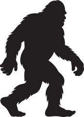 Bigfoot Silhouette Walking Cryptid Creature Mystery Legend Mythical Animal Isolated Vector