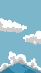 illustration of clouds with detailed shadows in a clear sky. design background and graphics
