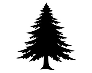 Obraz premium Evergreen Tree Silhouette Vector Design, Evergreen Tree SVG, Pine Tree Icon