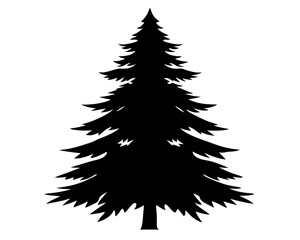 Obraz premium Evergreen Tree Silhouette Vector Design, Evergreen Tree SVG, Pine Tree Icon