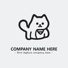 Cat illustration black and white for logo company vector image