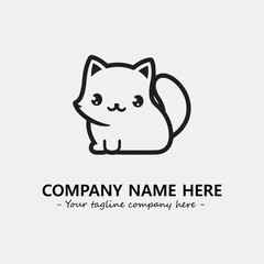 Cat illustration black and white for logo company vector image