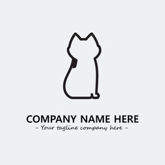 Cat illustration black and white for logo company vector image