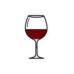 Red wine glass icon in flat minimal style on white background