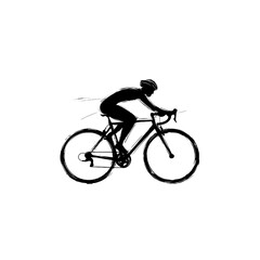 Fototapeta premium Cyclist in motion silhouette on white background