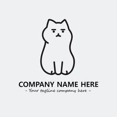 Cat illustration black and white for logo company vector image