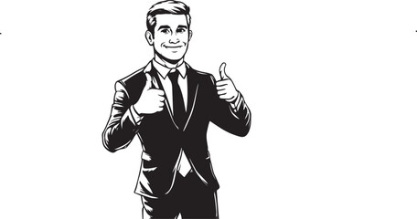 business man with his hand up