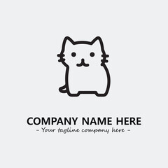 Cat illustration black and white for logo company vector image