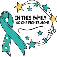 Teal Ribbon With Star Garland Supporting Awareness And Strength In Family
