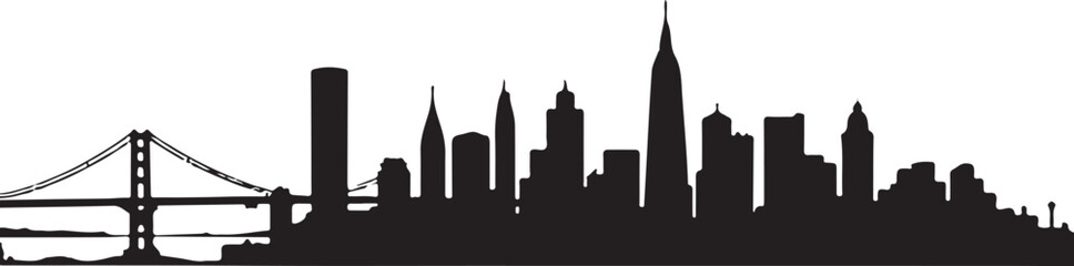New York City Skyline Silhouette SVG | NYC Bridge & Skyscraper Vector for Cricut & Laser Cutting